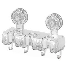 三格吸盤式拖把架 21 x 5 x 7.5cm, 透明白, 1個