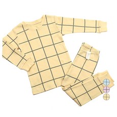 Maykids 童款簡約大方格30支棉長袖家居服套裝