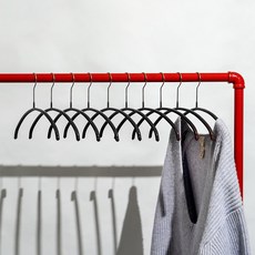 MAWA 防滑衣架經濟半弧形衣架, 黑色的, 10入
