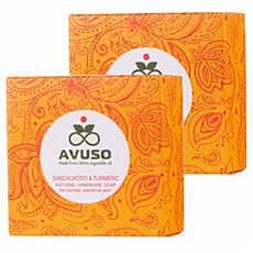 AVUSO 行道者 檀香薑黃手工皂，100%天然植物油，適合中性/敏感肌膚, 125g, 2盒