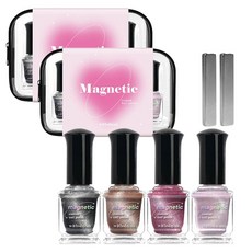 withshyan 客製磁吸指甲油套組, 磁吸指甲油 9ml x 4款 + 強力磁鐵 + 收納袋, 2套