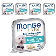 MonGe 瑪恩吉 倍愛滿滿 主食犬餐盒, 鱈魚, 100g, 5盒