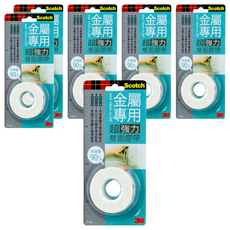 3M Scotch 超強力VHB雙面膠帶 金屬專用 V1201, 超強黏性 適用於戶外環境 材質強韌可承重 角落接縫處皆可服貼, 6個