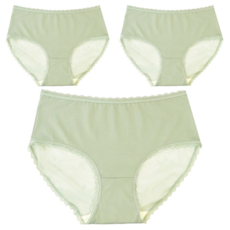 FITVEL 日系蕾絲冰絲性感內褲3件組, 淺綠色