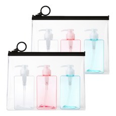 Noljaliving 素色洗髮精瓶 化妝品容器 空瓶 100ml x 3款 + 拉鍊袋, 空瓶(透明亮色), 2套