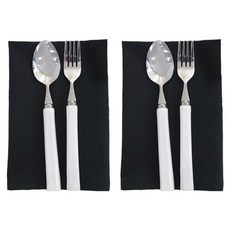 Sugar Cotton素色亞麻餐巾, 黑色, 2個, 1入