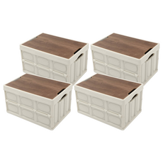 木蓋折疊箱 樣式2679 PP材質 中國產地, 大(54 x 36 x 29cm), 咖啡色, 4個