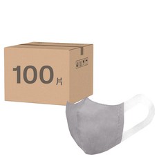 順易利 成人3D立體醫用口罩 寬耳帶 L, 50片, 灰色, 2盒