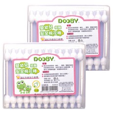 DOOBY 大眼蛙 嬰幼兒安全棉棒, 適用於清潔耳垢、鼻孔, 適合嬰幼兒使用, 60支, 2盒