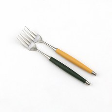 보겐 국내생산 르비앙 샤틴 커트러리 티포크 2p, 머스타드, 딥그린, 1개