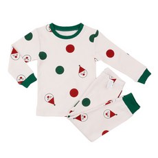 Maykids 童款聖誕帽圓點印花20支棉長袖家居服套裝