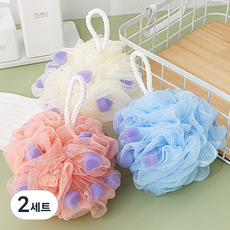 올웨일리 버블망 목욕 타월 샤워볼 3종 세트 TSP1740, 혼합색상, 2세트