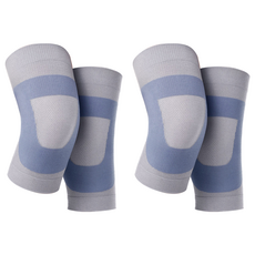 YORI優里嚴選 蠶絲保暖護膝, 30%蠶絲 灰藍色 日本防滑技術 U型防滑 四季通用, 2組, XL