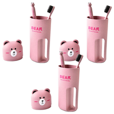 Alleophom 牙刷熊熊杯組, 粉紅色, 3套