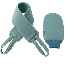 Vitabello 高級去角質手套 1入 + 搓背巾 1入 組, 1套, 綠色