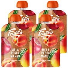 네추럴누바 유기농 생과일 누바 푸루라 짜먹는 퓨레, 혼합맛(사과/복숭아/망고), 100g, 4개