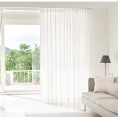 Home in Home 羊毛雪紡蝴蝶褶窗簾 2件組, 白色