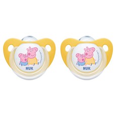 NUK 佩佩豬矽膠安撫奶嘴 1號 2入, 0歲以上, 顏色隨機, 2個