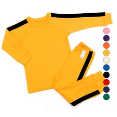 Maykids 童款30支棉素色線紋居家長袖衣褲套裝