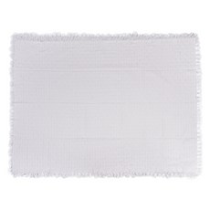 Homely Zakkam 法式棉線針織流蘇桌巾, 130 x 180cm, 編織格白色, 1個
