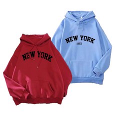 Goodif 女款紐約客風格多色寬鬆抽繩連帽T恤2件組