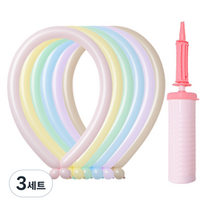 조이벌룬 260 파스텔 풍선 100p + 손펌프 세트, 랜덤발송(풍선), 마카롱핑크(손펌프), 3세트