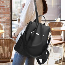 OON 女士美妝鑰匙圈雙肩背包+鑰匙圈套組, 黑色