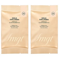 THE FACE SHOP 菲詩小舖 FMGT黃金膠原蛋白安瓶水光粉底霜補充蕊 15g, 2個, 201 Apricot Beige