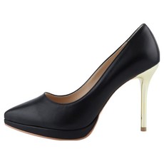 dangolunni 女款金色鞋跟Fatima皮革防水臺高跟鞋 10cm