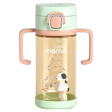 萌趣防噴寶寶學飲杯/PPSU兒童水杯/嬰兒吸管水壺/兒童直飲吸管杯, 1個, 粉色, 350ml