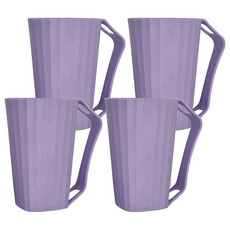 帶手柄漱口杯 Set 4 塑膠 紫色, 1組
