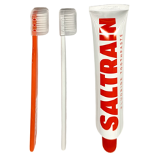 SALTRAIN 淨護三件組 低氟防蛀灰鹽牙膏 + 極細軟毛牙刷, 100g, 1組