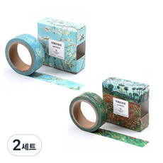 Life Point梵谷蒙德里安膠帶 花開的杏樹+罌粟花田, 混色, 2組