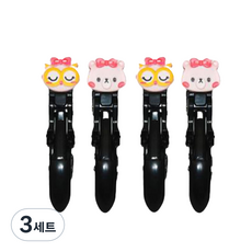 GREAGER 不易脫落卡通迷你髮夾 2款 x 2入組, 黑色, 3套