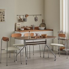 퍼니코 오프 타원형 식탁 1400 방문설치, 뉴 월넛, 4인용