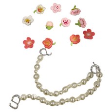 櫻花鞋扣 11個 + 珍珠鍊 50g, 糖果色, 1組