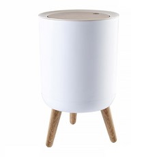 ikloo 宜酷屋 簡約仿木紋垃圾桶, 白色