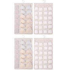 C-ROI 衣架式雙面收納袋 36格 1組, 2個, 米色