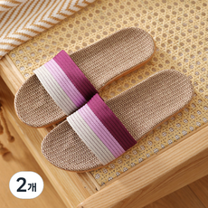 더자카 심플 린넨 삼색 거실화, 퍼플, 2개