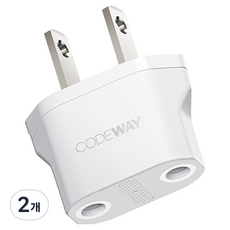 코드웨이 돼지코 220V 변환 110V 플러그 35 x 40 mm, 40mm, 화이트, 2개