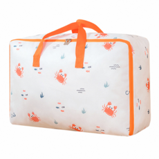 e.dot 600D牛津布萌趣防塵棉被衣物收納袋 橘紅螃蟹 中號, 1個, 55x33x20cm