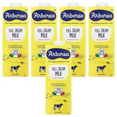 Arborea 全脂UHT牛乳 義大利高品質牛乳, 1L, 5瓶