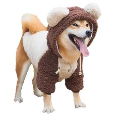 捷華 犬用 棉花絨拉毛布, 大狗熊兩腳裝 白色 + 深咖色, 1件
