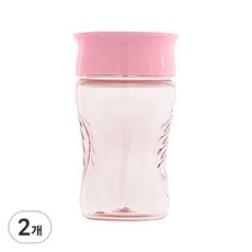 와우컵 키즈 트라이탄 컵 + 뚜껑 세트, 296ml, 2세트, 스노우핑크