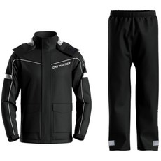 DryMaster 中性款騎車用防水兩件式雨衣, 黑色