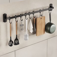 ARYKO 免鑽孔廚具掛架 45cm, 1個, 黑色