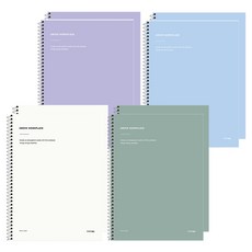 moong9 2000 橫線筆記本 4款組合, 2套, 白色, 綠色, 紫色, 藍色