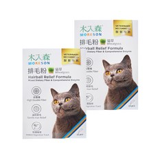 MORESON 木入森 貓咪排毛粉, 添加纖維酵素 幫助消化 獨立單劑量包裝, 排毛, 貓草風味, 2盒, 15包
