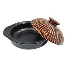 GINPO 銀峯 陶器 萬古燒菊花土鍋 飴 2-3人用 8號 1.9L, 27cm, 1個