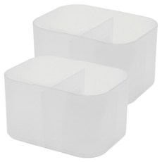 美得像專櫃 無印風霧面中2格收納盒 15.2 x 11 x 12.3cm, 白色, 2個